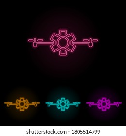control of drones color neon set. Simple thin line, outline vector of drones icons for ui and ux, website or mobile application