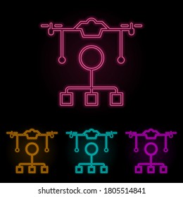 control of drones color neon set. Simple thin line, outline vector of drones icons for ui and ux, website or mobile application