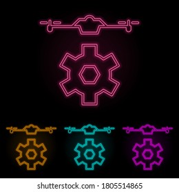 control of drones color neon set. Simple thin line, outline vector of drones icons for ui and ux, website or mobile application
