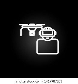 Control of drones in glasses neon icon. Elements of virtual reality set. Simple icon for websites, web design, mobile app, info graphics