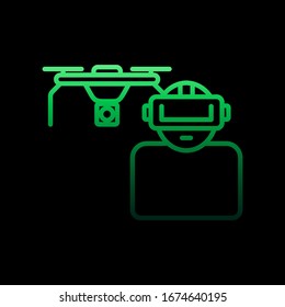 Control of drones in glasses nolan icon. Simple thin line, outline vector of virtual reality icons for ui and ux, website or mobile application