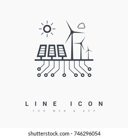 Control Eco Energy Info-graphic Line Vector Icon