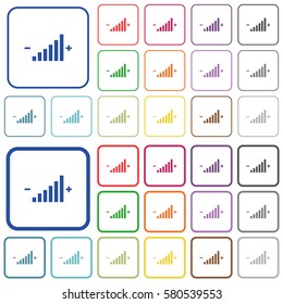 Control element color flat icons in rounded square frames. Thin and thick versions included.
