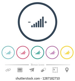 Control element flat color icons in round outlines. 6 bonus icons included.