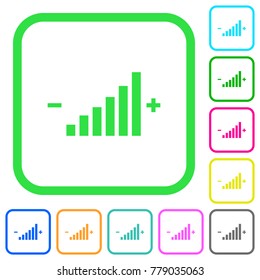 Control element vivid colored flat icons in curved borders on white background