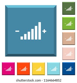 Control element white icons on edged square buttons in various trendy colors