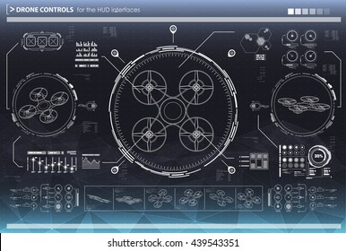 Control elements for the interfaces. HUD UI for drones. Futuristic user interface. Template UI for app and virtual reality.