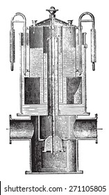 Control of emission, vintage engraved illustration. Industrial encyclopedia E.-O. Lami - 1875. 