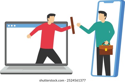 Control of employee work and processes in the context of remote work arrangements. Remote communication. Modern flat vector illustration.
