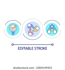 Control employees satisfaction loop concept icon. Communication in team. Teambuilding management abstract idea thin line illustration. Isolated outline drawing. Editable stroke. Arial font used