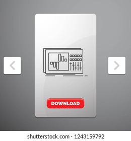 control, equalizer, equalization, sound, studio Line Icon in Carousal Pagination Slider Design & Red Download Button