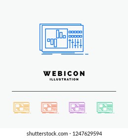 control, equalizer, equalization, sound, studio 5 Color Line Web Icon Template isolated on white. Vector illustration