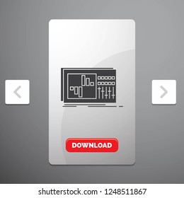 control, equalizer, equalization, sound, studio Glyph Icon in Carousal Pagination Slider Design & Red Download Button