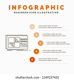 control, equalizer, equalization, sound, studio Infographics Template for Website and Presentation. Line Gray icon with Orange infographic style vector illustration