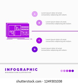 control, equalizer, equalization, sound, studio Infographics Template for Website and Presentation. GLyph Purple icon infographic style vector illustration.