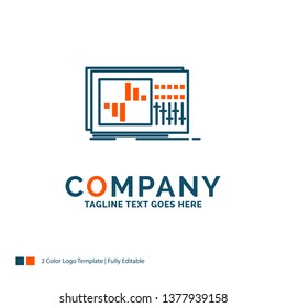control, equalizer, equalization, sound, studio Logo Design. Blue and Orange Brand Name Design. Place for Tagline. Business Logo template.