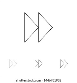 Control Fast, Forward, Media, Video Bold and thin black line icon set