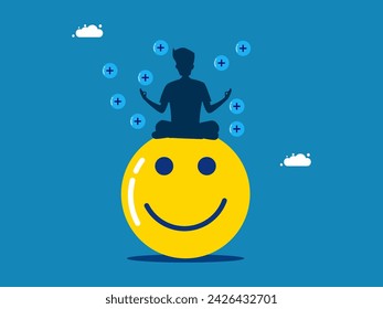 Control feelings. Positive man balancing smile 