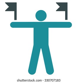 Control Flags vector icon. Style is flat bicolor soft blue symbol, rounded angles, white background.