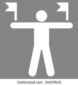 Control Flags vector icon. Style is flat white symbol, rounded angles, gray background.