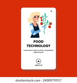 control food technology vector. plant technician, science process, research worker control food technology web flat cartoon illustration