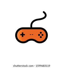 Control game controller entretaiment play flat icon , signs , symbols with Black and orange color perfect for web , logo , mobile app  Ui  Ux  