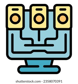 Control game icon outline vector. Online mobile. Pc device color flat