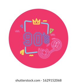 control game nineties style neon light vector illustration design