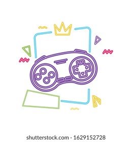 control game nineties style neon light vector illustration design