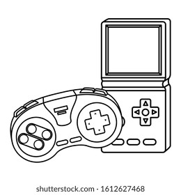 control game with video game handle nineties style vector illustration design