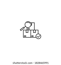 Icono de control de mercancías. Icono de logística y entrega. Simple, plano, contorno, negro.
