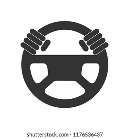 Control. Hands on the wheel of the car.