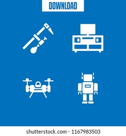 control icon. 4 control vector set. television, drone, clamp and robot icons for web and design about control theme