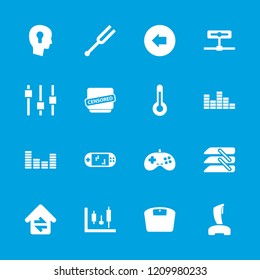 Control icon. collection of 16 control filled icons such as arrow left, censored, camera, blinds, home connection, temperature. editable control icons for web and mobile.