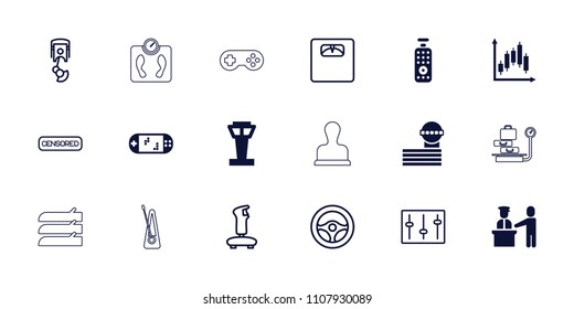 Control icon. collection of 18 control filled and outline icons such as airport tower, portable game console, joystick. editable control icons for web and mobile.