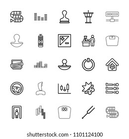 Control icon. collection of 25 control outline icons such as metal gate detector, airport tower, stamp, dice game, wheel, equalizer. editable control icons for web and mobile.