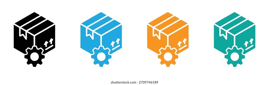 Steuerelement-Symbolelement für den Entwurf. Karton mit Ausrüstung symbolisiert Liefermanagement Symbol, Produktmanagement.  