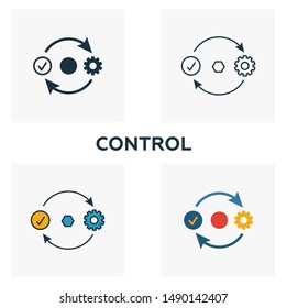 Control icon set. Four elements in diferent styles from business management icons collection. Creative control icons filled, outline, colored and flat symbols.