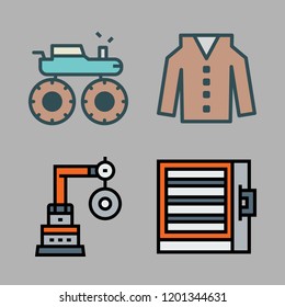 control icon set. vector set about coat, monster truck and industrial robot icons set.