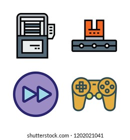 control icon set. vector set about fast forward, gamepad and industrial robot icons set.