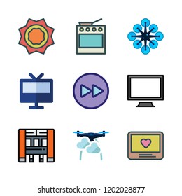 control icon set. vector set about industrial robot, oven, fast forward and drone icons set.