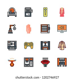 control icon set. vector set about wired gloves, game controller, barcode scanner and gamepad icons set.