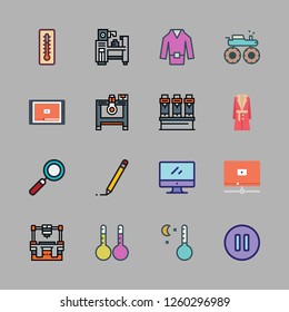 control icon set. vector set about thermometer, monitor, industrial robot and monster truck icons set.