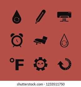 control icon. control vector icons set reload arrow, fahrenheit, foot on the pedal and alarm