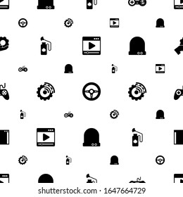 control icons pattern seamless. Included editable filled media player, Race game, joystick, Disinfection service, Streaming software, Future technology icons. control icons for web and mobile.
