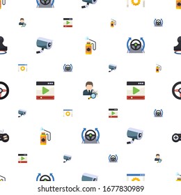 Control Icons Pattern Seamless. Included Editable Flat Disinfection Service, Tax Consultant, Software, Security Camera, Media Player, Autopilot Icons. Control Icons For Web And Mobile.