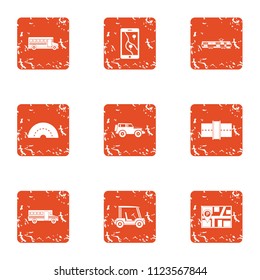 Control icons set. Grunge set of 9 control vector icons for web isolated on white background