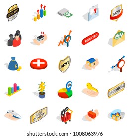 Control icons set. Isometric set of 25 control vector icons for web isolated on white background
