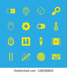control icons set with robot, pentaprism and gauge vector set