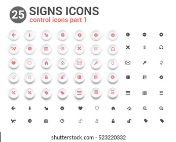 Control icons vector sign set